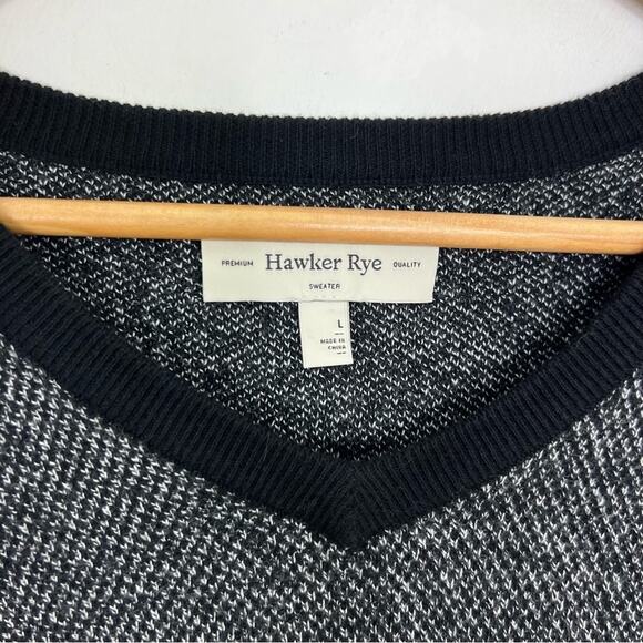Hawker Rye V Neck Black White Cotton Cashmere Sweater Size Large - Picture 5 of 11